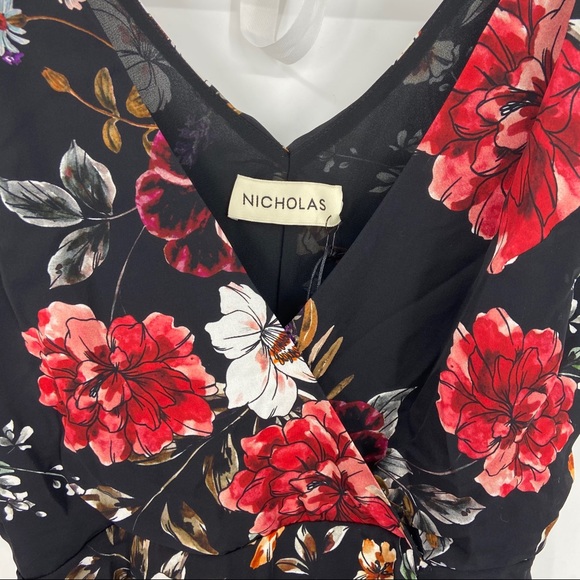 NICHOLAS Drape Front Ruched Floral Print Dress - Picture 7 of 16